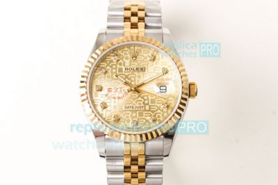 N9 Factory Replica Rolex Datejust Gold Micro Face Jubilee Watch 39mm